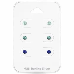 3 mm kristal oorsteker in zilver