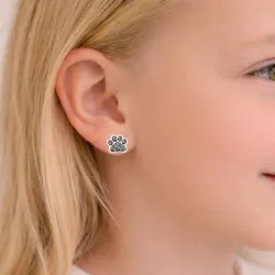 poot grijs kristal oorbellen in zilver - Little Ones