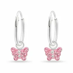 12 mm vlinder roze creool in zilver