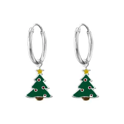 12 mm kerstboom creool in zilver