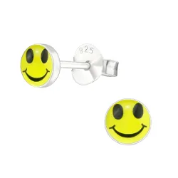 smiley oorbellen in zilver