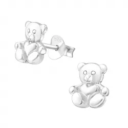 teddybeer oorsteker in zilver