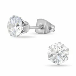 6 mm witte zirkoon oorsteker in titanium