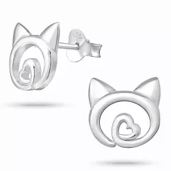 katten oorbellen in zilver