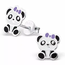 panda oorbellen in zilver