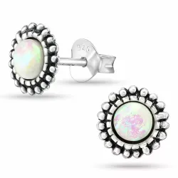 opaal oorsteker in zilver