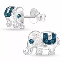 olifant kristal oorsteker in zilver