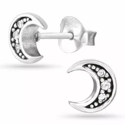 maan zirkoon oorsteker in zilver - Little Ones