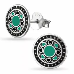 rond emaille oorsteker in zilver - Little Ones