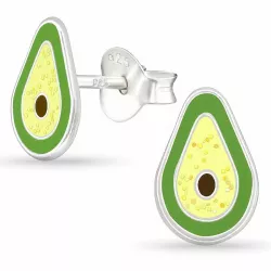 Klein avocado oorsteker in zilver