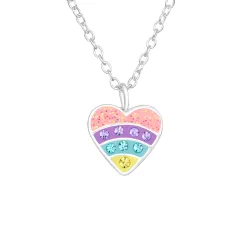 hart kristal ketting in zilver met hanger in zilver - Little Ones