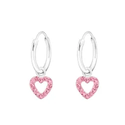 12 mm hart roze kristal creool in zilver