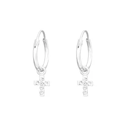 12 mm kruis kristal creool in zilver