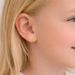 6 mm rond geel oorsteker in zilver - Little Ones