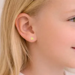 5 mm rond geel oorsteker in zilver - Little Ones