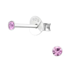 2 mm kristal oorsteker in zilver - Little Ones