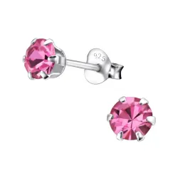 5 mm kristal oorsteker in zilver - Little Ones