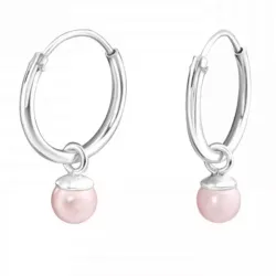 12 mm roze parel creool in zilver - Little Ones