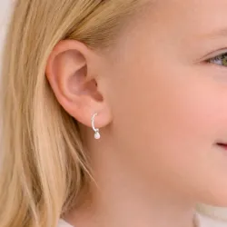 12 mm roze parel creool in zilver - Little Ones