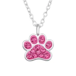 poot pink ketting in zilver met hanger in zilver - Little Ones