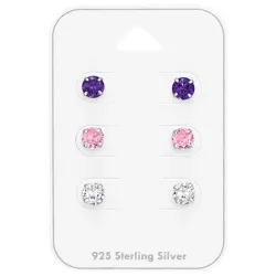 5 mm paarse zirkoon oorsteker in zilver - Little Ones