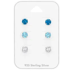 5 mm blauwe zirkoon oorsteker in zilver - Little Ones