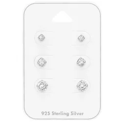 3 x 4 x 5 mm zirkoon oorsteker in zilver