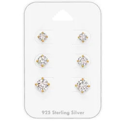 4 x 5 x 6 mm zirkoon oorsteker in verguld sterlingzilver