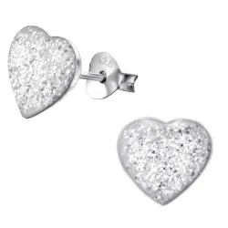 hart witte oorbellen in zilver - Little Ones