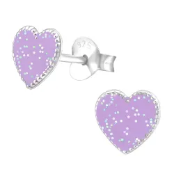 hart lichtpaarse oorbellen in zilver - Little Ones