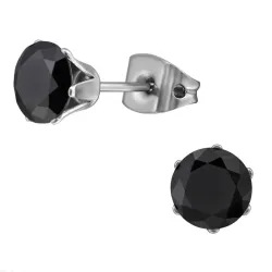 6 mm zwart zirkoon oorsteker in titanium