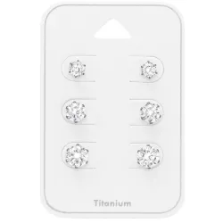 4 x 5 x 6 mm witte zirkoon oorsteker in titanium