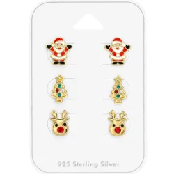 kerstman kinder oorbellen in verguld sterlingzilver - Little Ones