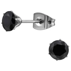 5 mm zwart zirkoon oorsteker in titanium
