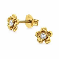 bloem lab grown diamant oorsteker in verguld sterlingzilver met lab grown diamant 