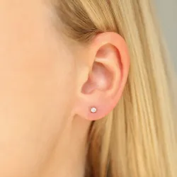 oorsteker in verguld sterlingzilver met lab grown diamant 