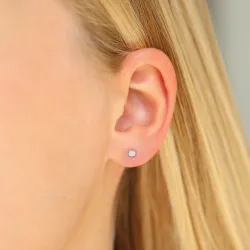 oorsteker in gerodineerd zilver met lab grown diamant 