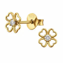 bloem oorsteker in verguld sterlingzilver met lab grown diamant 
