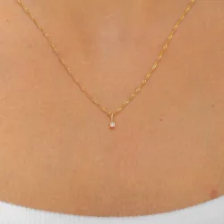 lab grown diamant hanger met ketting in 925 caraat verguld sterlingzilver 0,035 ct