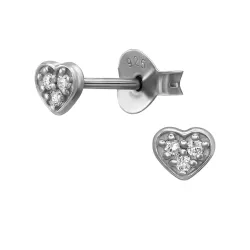 hart lab grown diamant oorsteker in gerodineerd zilver met lab grown diamant 