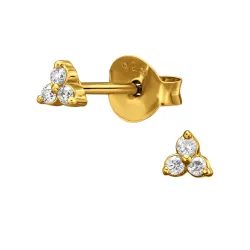 driehoekig lab grown diamant oorsteker in verguld sterlingzilver met lab grown diamant 