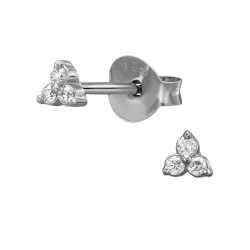 driehoekig lab grown diamant oorsteker in zilver met lab grown diamant 