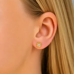zon lab grown diamant oorbellen in verguld sterlingzilver met lab grown diamant 