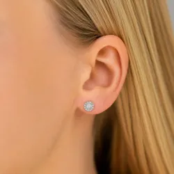 zon oorbellen in gerodineerd zilver met lab grown diamant 