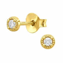 lab grown diamant solitaire oorbel in verguld sterlingzilver met lab grown diamant 