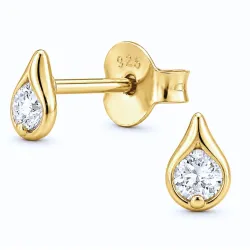 druppel lab grown diamant solitaire oorbel in verguld sterlingzilver met lab grown diamant 