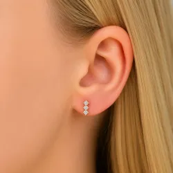 oorbellen in verguld sterlingzilver met lab grown diamant 