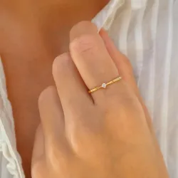 lab grown diamant solitaire ring in verguld sterlingzilver