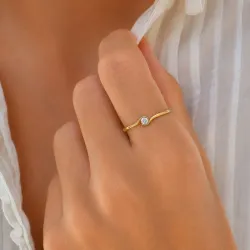 lab grown diamant solitaire ring in verguld sterlingzilver