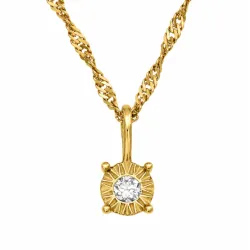 45 cm ketting met hanger in verguld zilver 0,035 ct